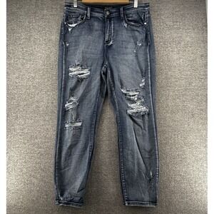 Judy Blue Boyfriend Jeans Women Size 15/32 Distressed Blue Denim